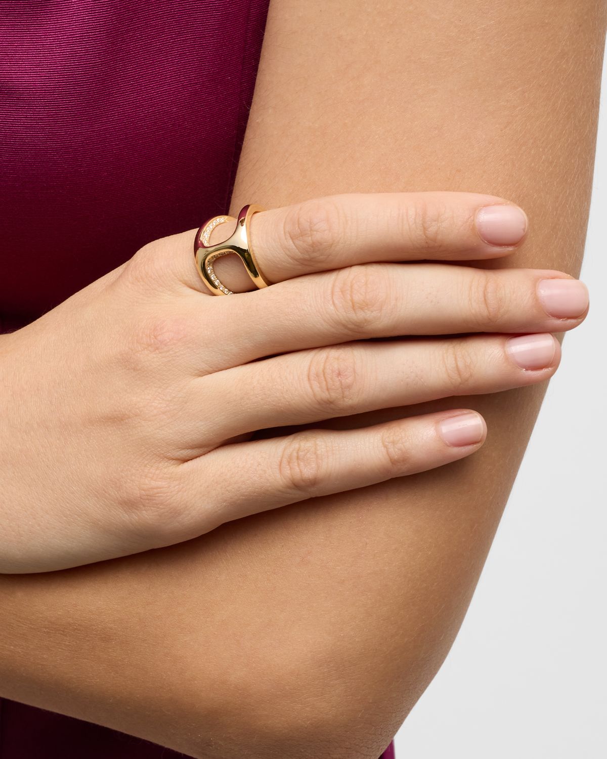 Hoorsenbuhs 18K Yellow Gold Dame Phantom Ring with Flooded Diamonds, Size 8