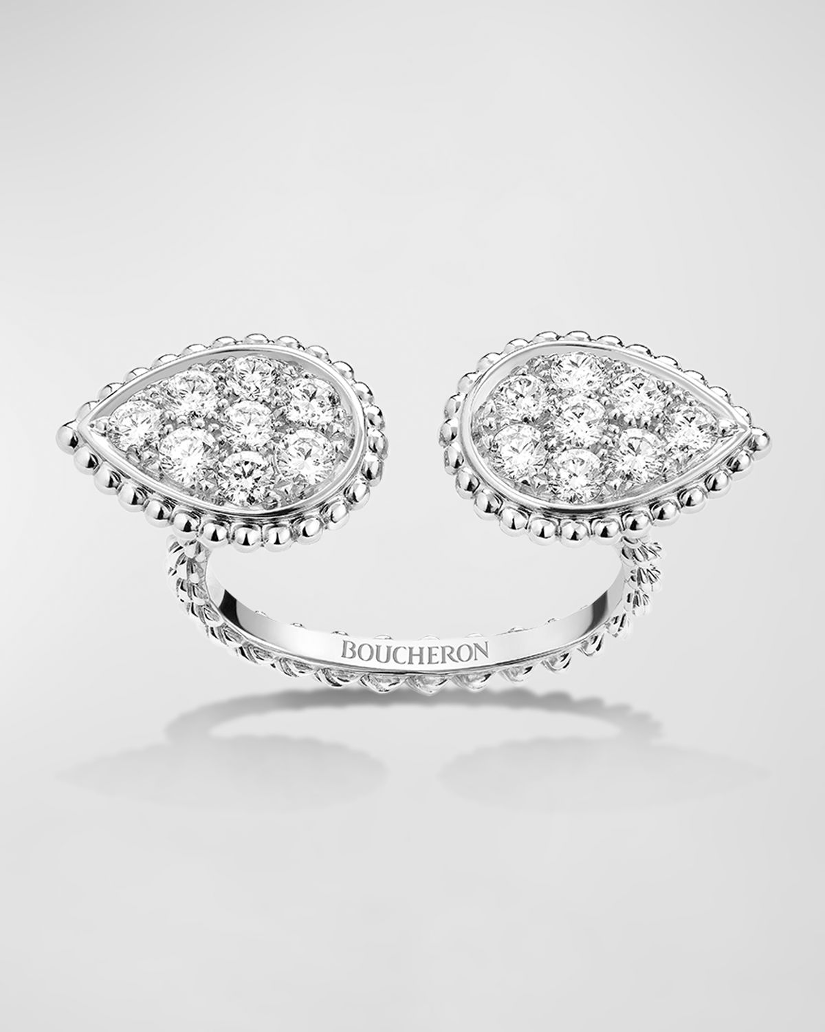 Boucheron White Gold Serpent Boheme 2-Motif Small Diamond Ring, EU 50 / US 5.25