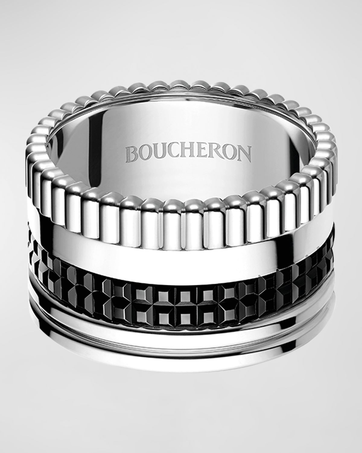 Boucheron Quatre 18K White Gold Black Edition Large Band Ring