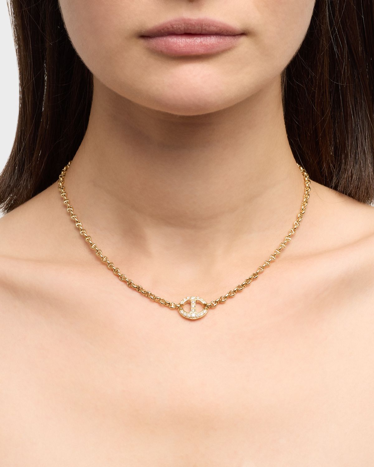 Hoorsenbuhs 18K Yellow Gold Micro Chain Necklace with Diamonds