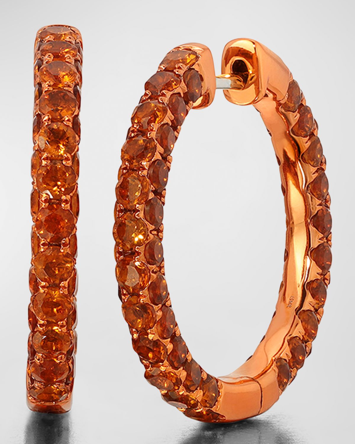 Graziela Gems 3-Sided Amethyst and Rhodium Hoop Earrings