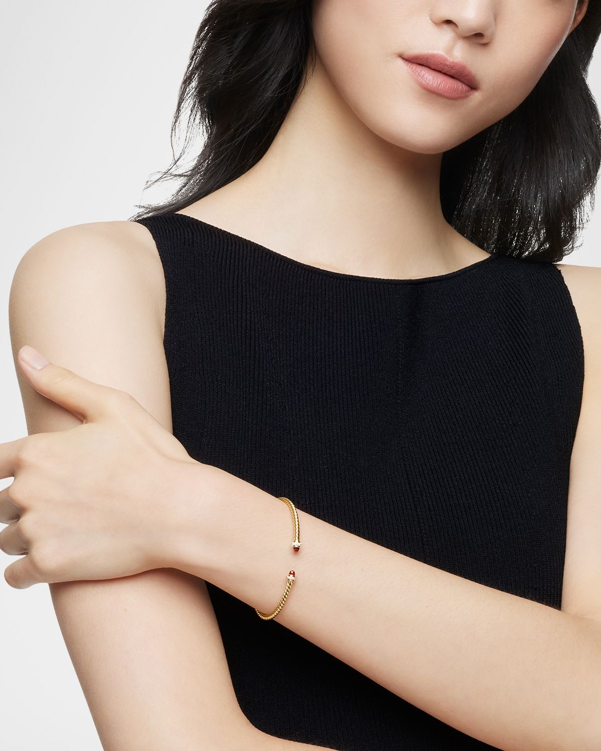David Yurman Cablespira Bracelet with Gemstone and Diamonds in 18K Gold