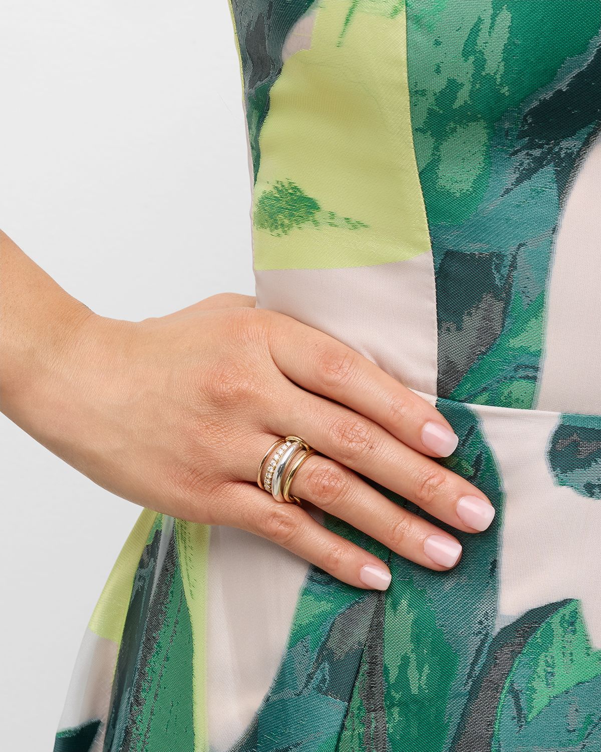 Spinelli Kilcollin 18K Mixed Gold and Sterling Silver 4-Band Ring with Diamonds