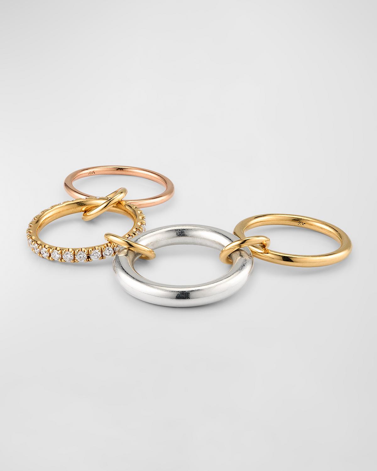 Spinelli Kilcollin 18K Mixed Gold and Sterling Silver 4-Band Ring with Diamonds | Thumbnail 2 Spinelli Kilcollin 18K Mixed Gold and Sterling Silver 4-Band Ring with Diamonds | Thumbnail 2