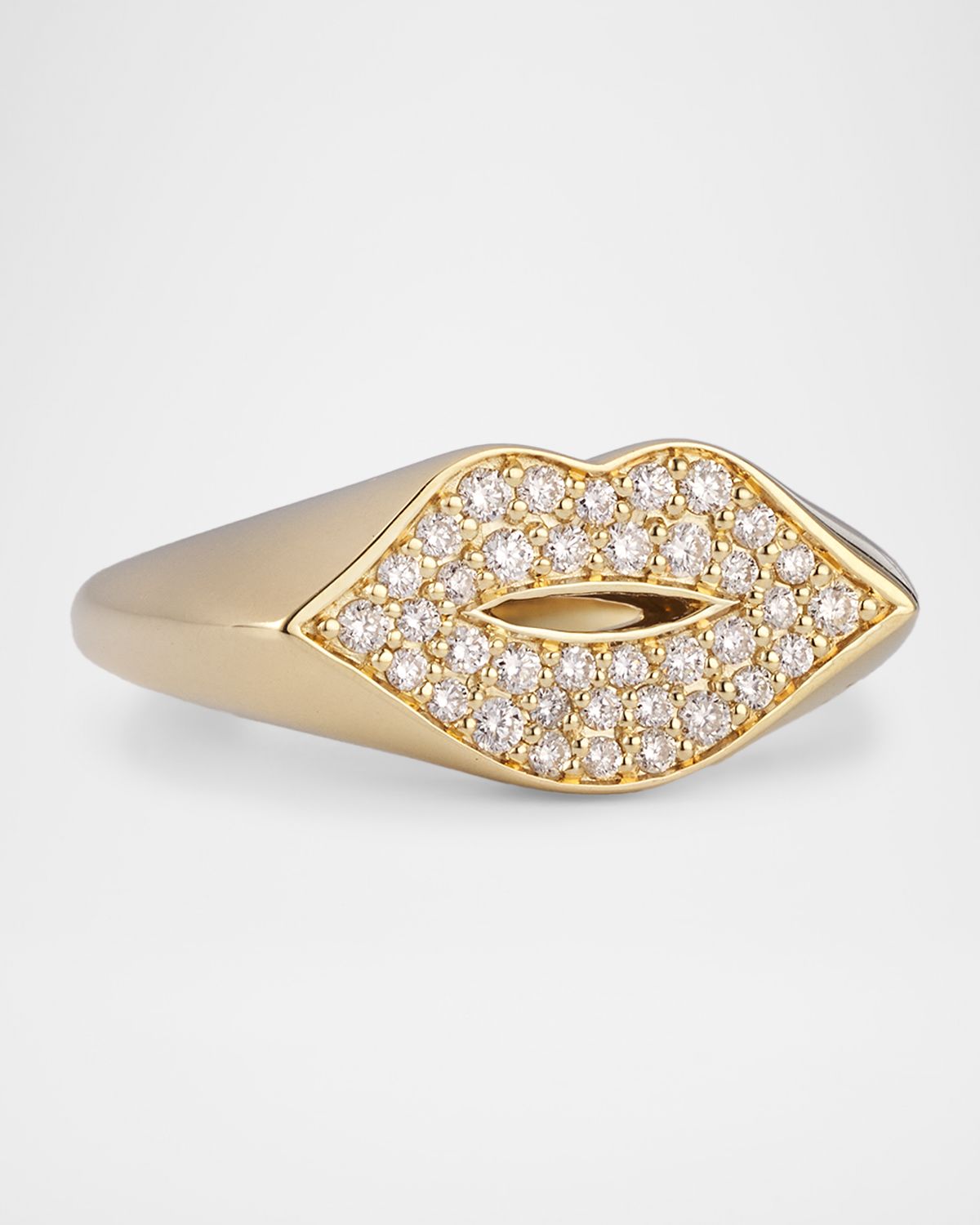 Sydney Evan 14K Diamond Lips Signet Ring