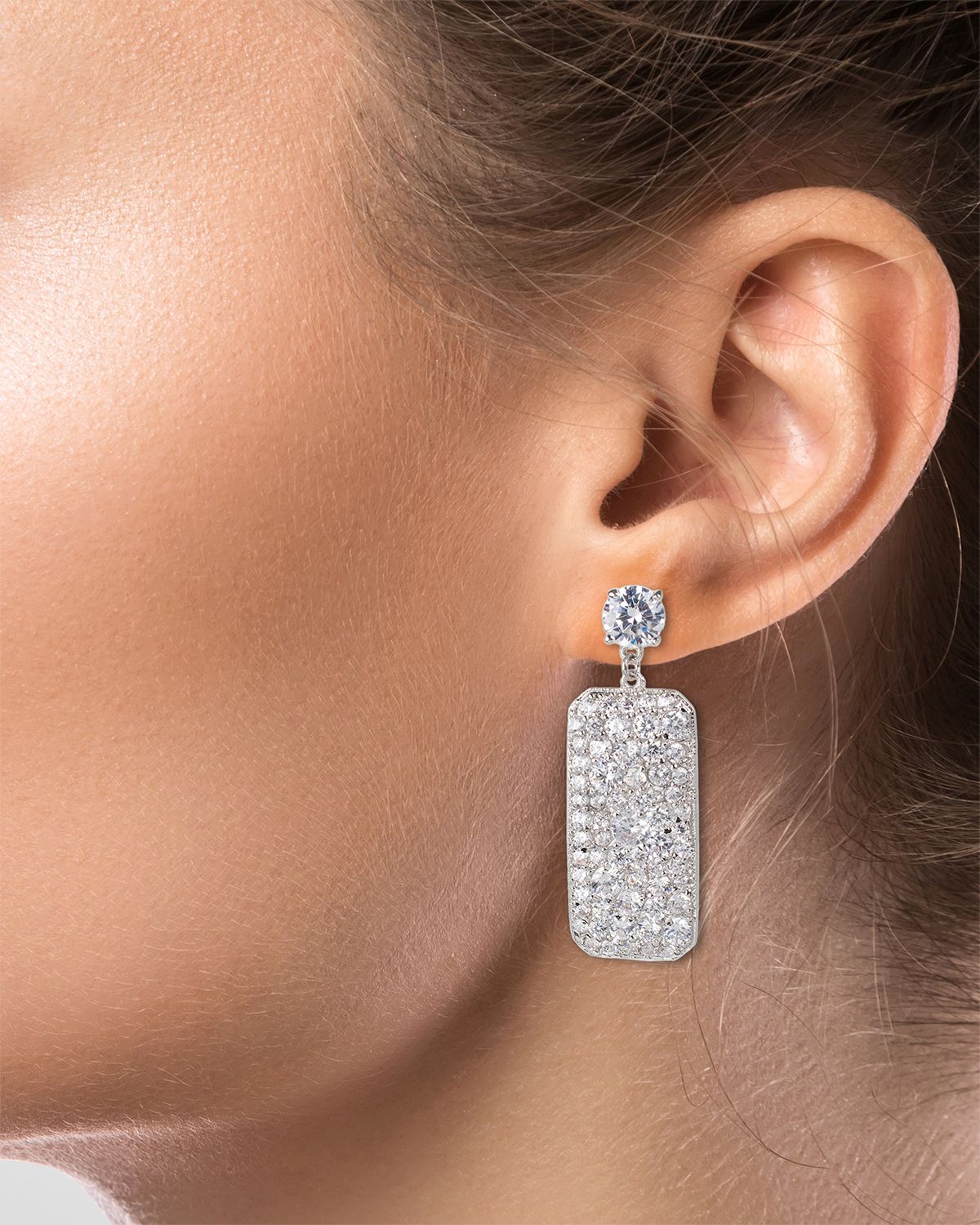 Golconda by Kenneth Jay Lane Multi Size Round Cubic Zirconia Rectangular Drop Earrings