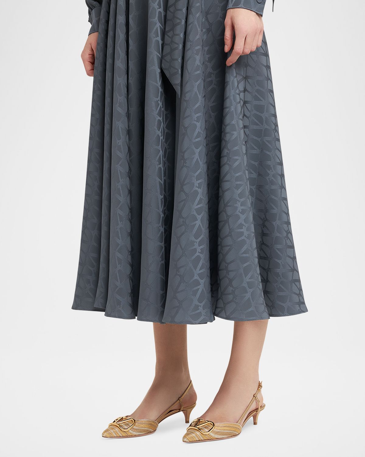 Valentino Garavani VLogo Medallion Metallic Slingback Pumps