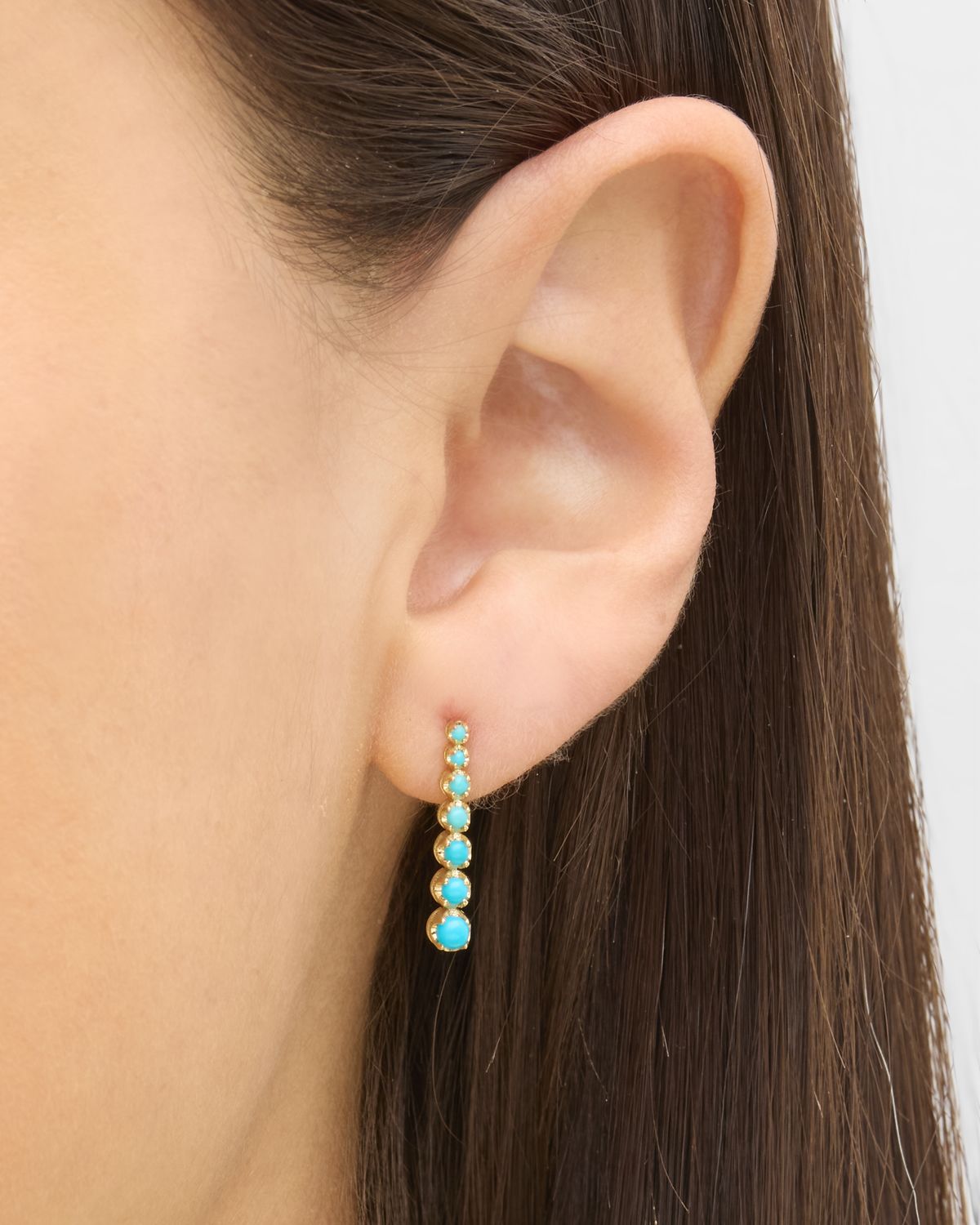 Jennifer Meyer Mini Graduated Turquoise Tennis Stud Earrings