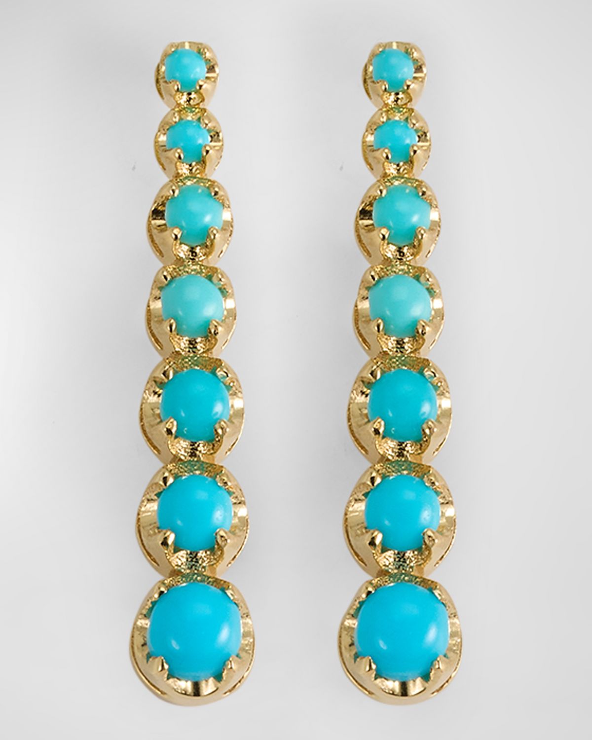 Jennifer Meyer Mini Graduated Turquoise Tennis Stud Earrings