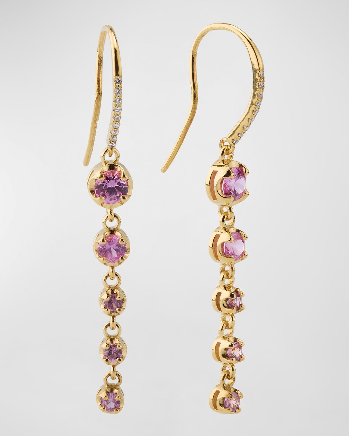 Jennifer Meyer Graduated Illusion-Set 5 Pink Sapphire Drop Earrings