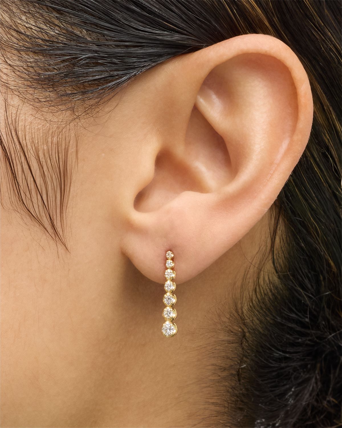 Jennifer Meyer Mini Graduated Diamond Stud Earrings