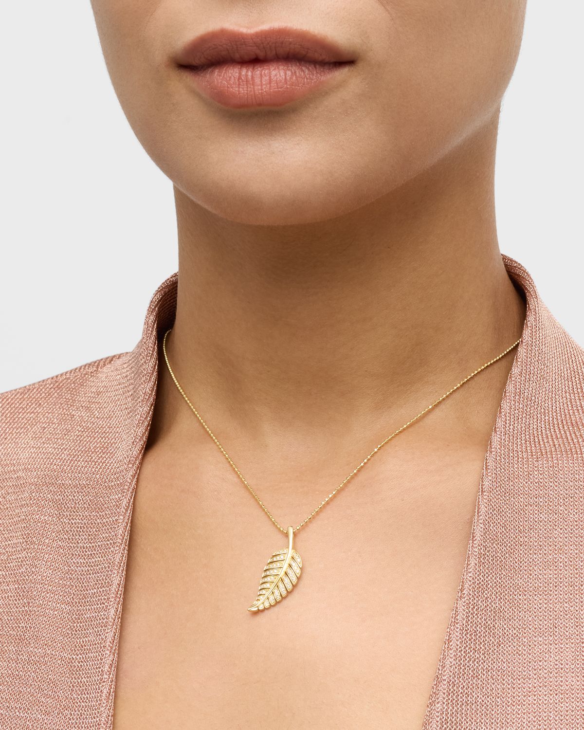 Jennifer Meyer Small Diamond Leaf Necklace