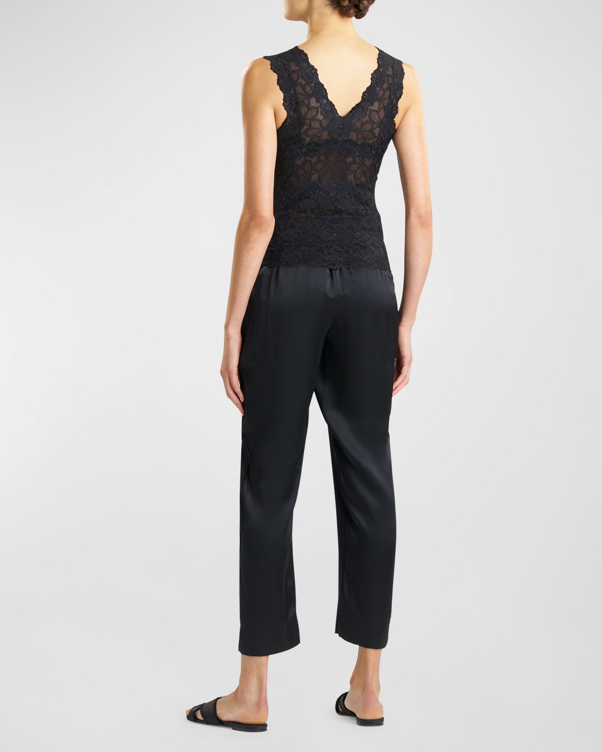 Josie Natori V-Neck Floral Lace Tank