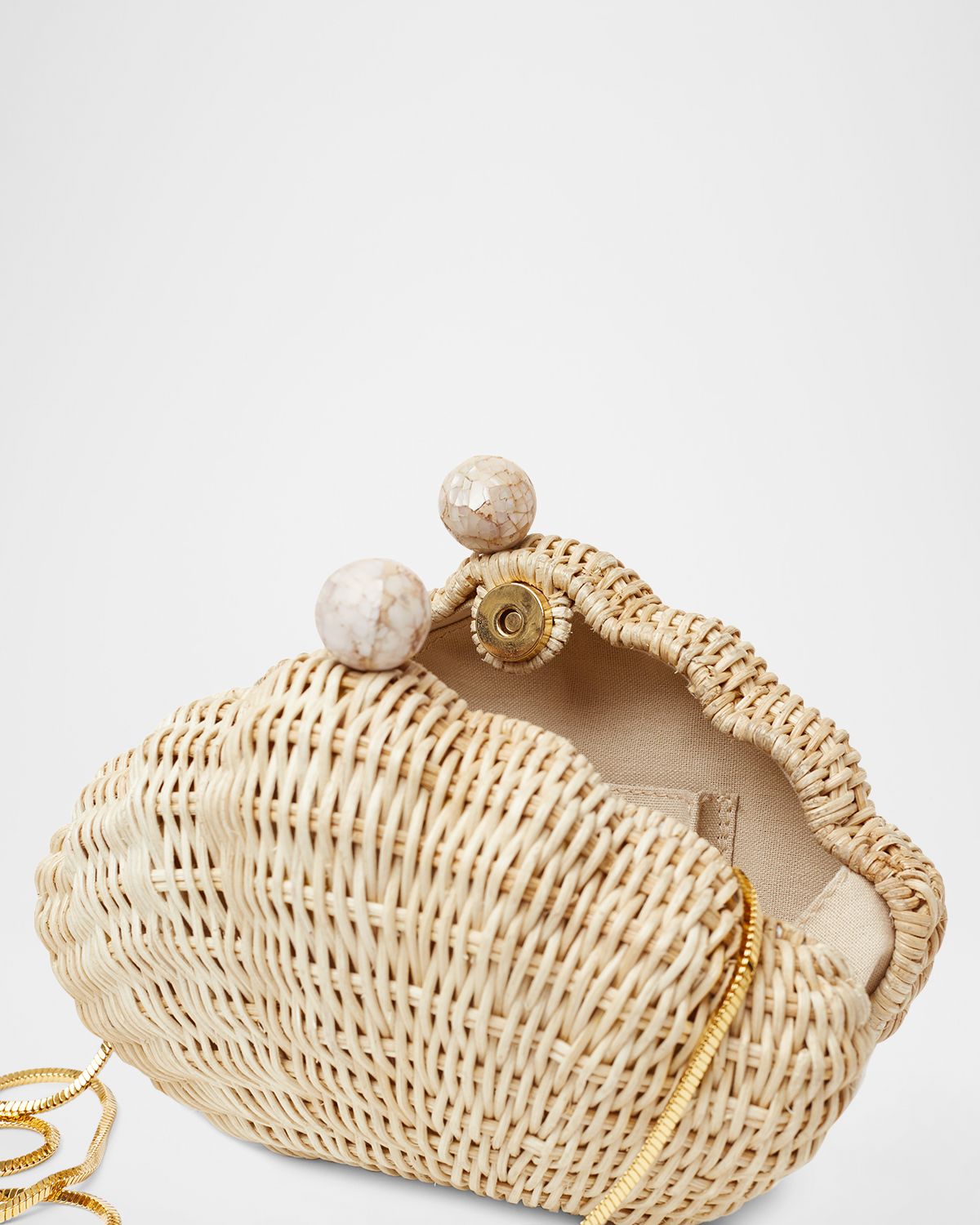 POOLSIDE Shell Rattan Clutch Bag