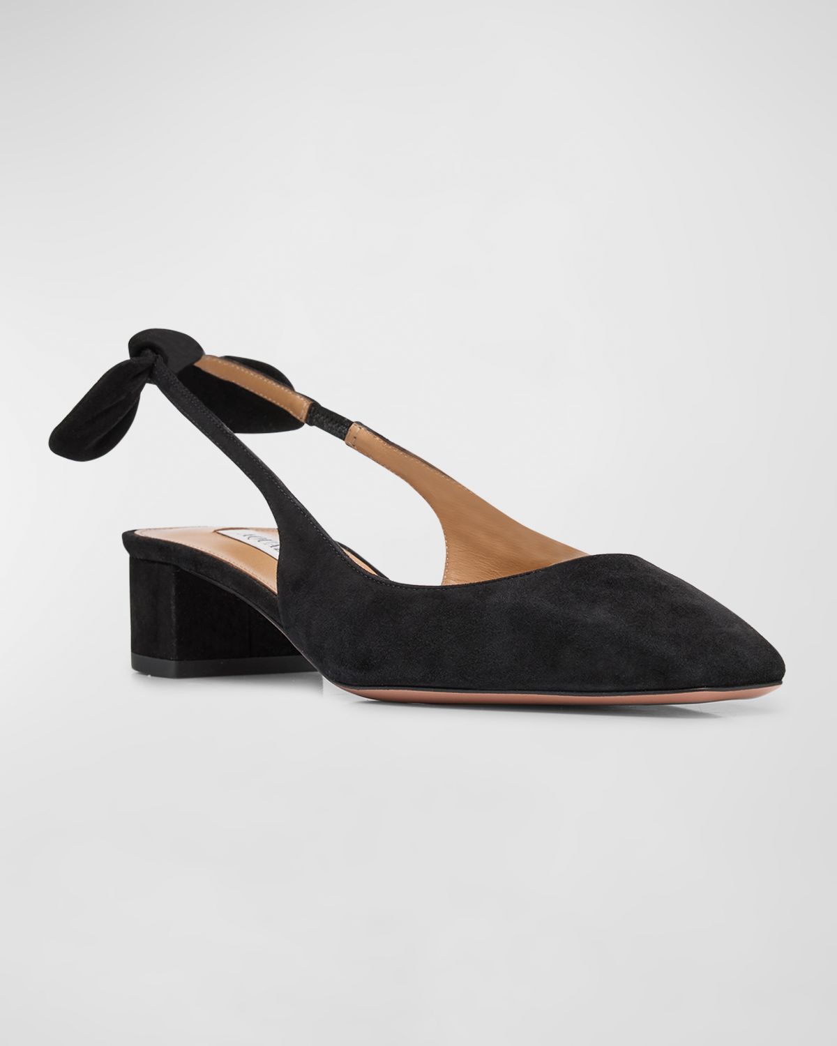 Aquazzura Suede Bow Slingback Ballerina Pumps