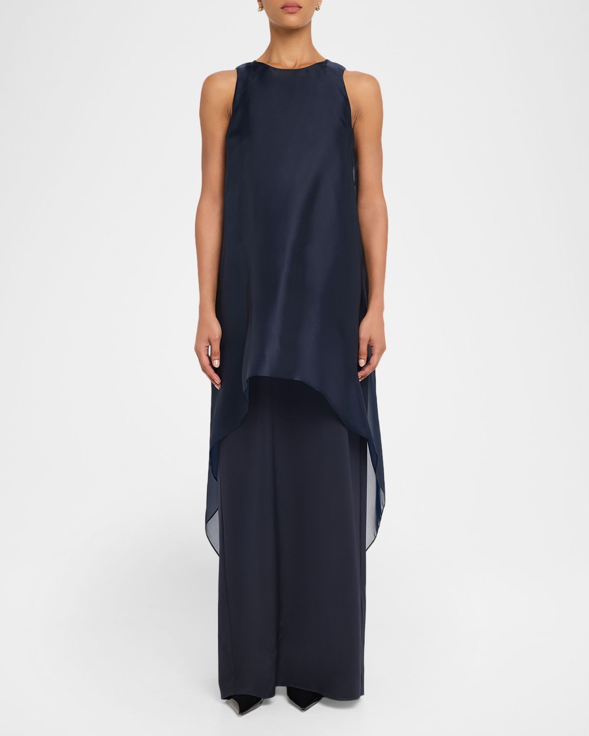 Lafayette 148 New York Sleeveless Layered Organza Silk Gown