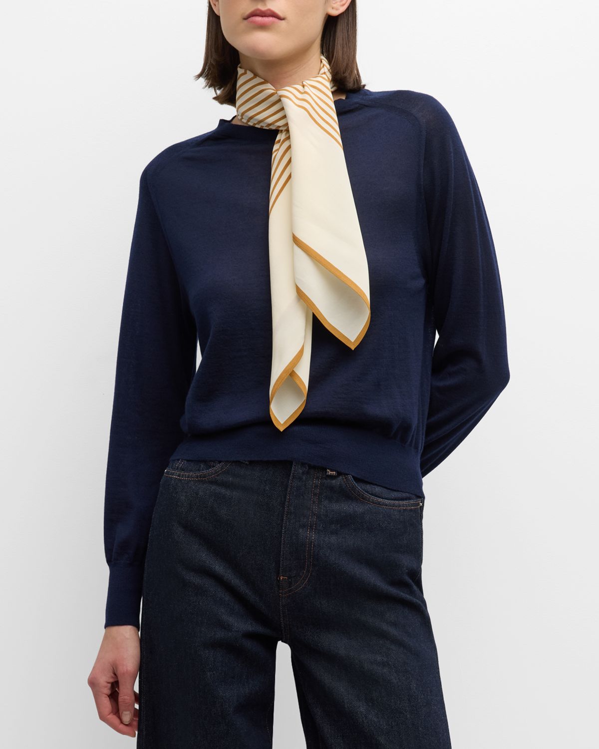 Toteme Centered Monogram Cotton-Silk Scarf