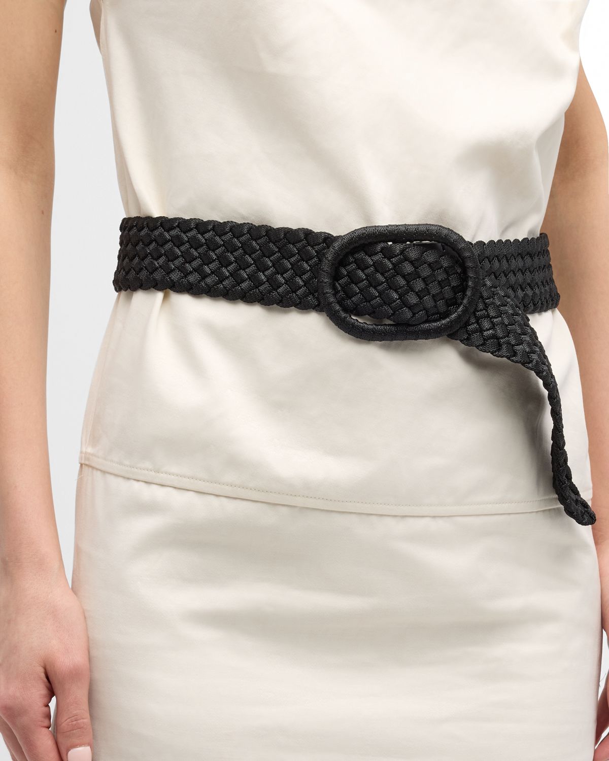 Toteme Wide Braided Nylon & Leather Belt