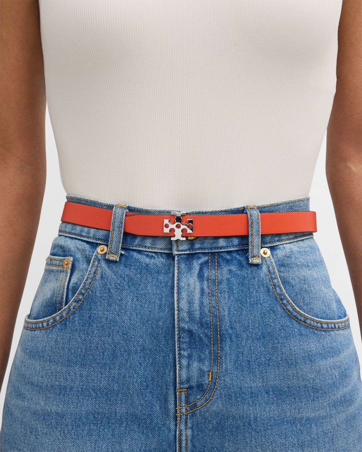 Tory Burch Logo Leather Belt