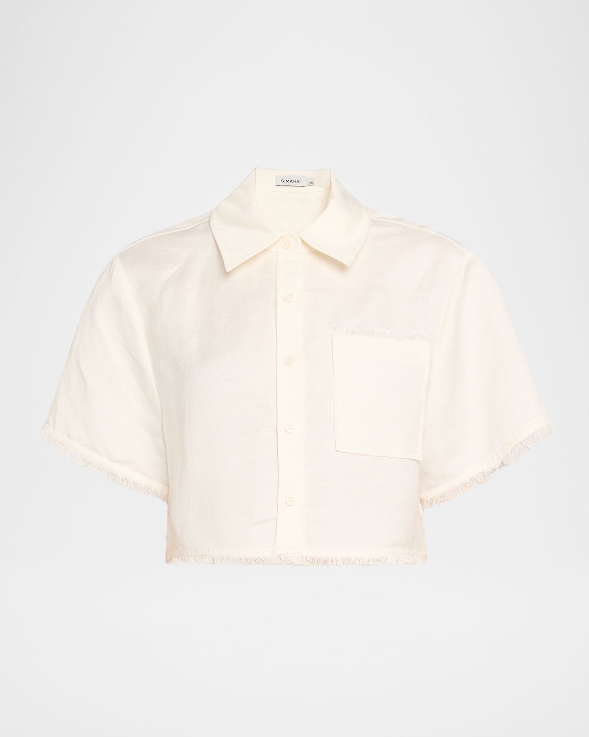 SIMKHAI Solange Short-Sleeve Cropped Shirt