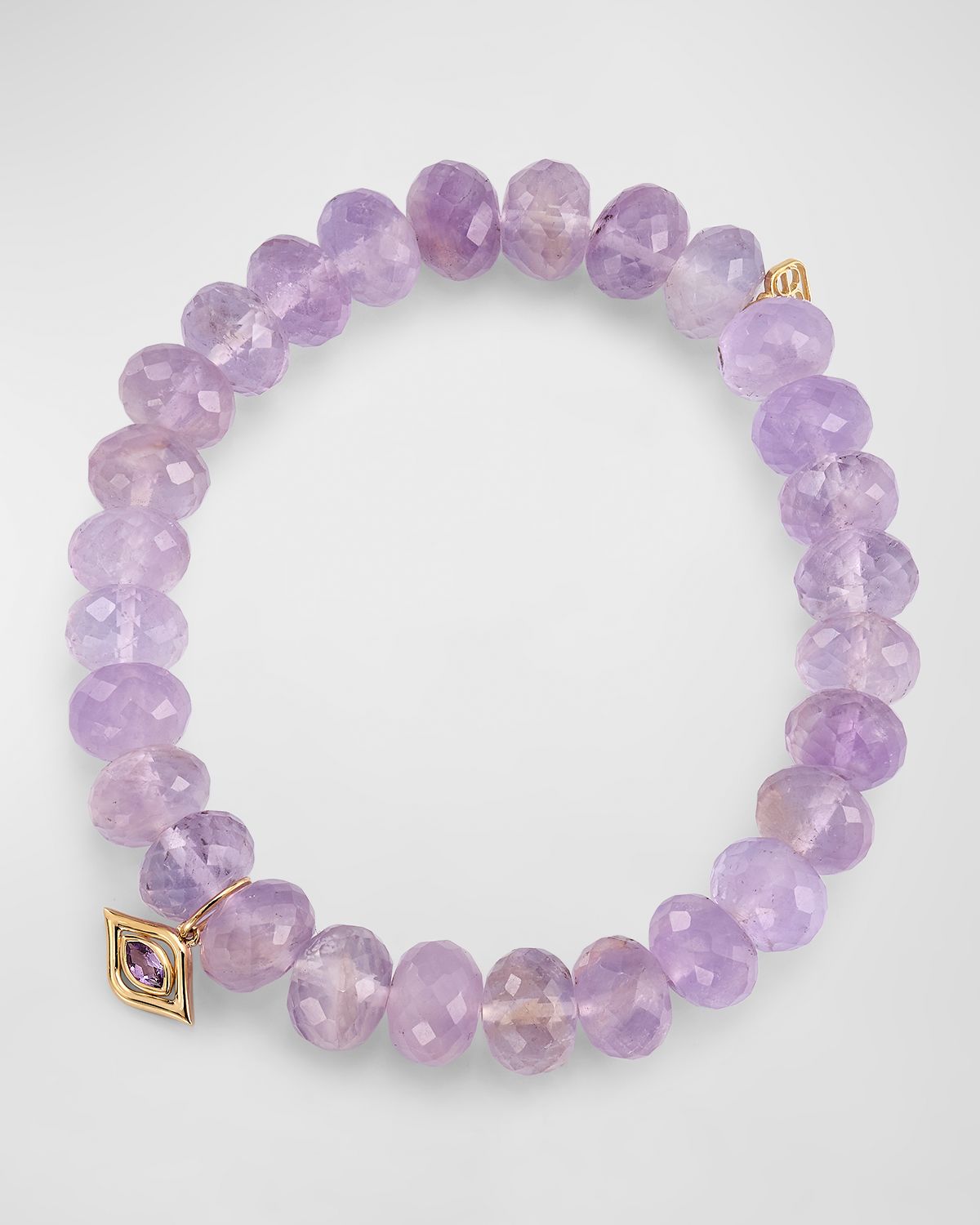 Sydney Evan Marquise Floating Evil Eye Amethyst Beaded Bracelet