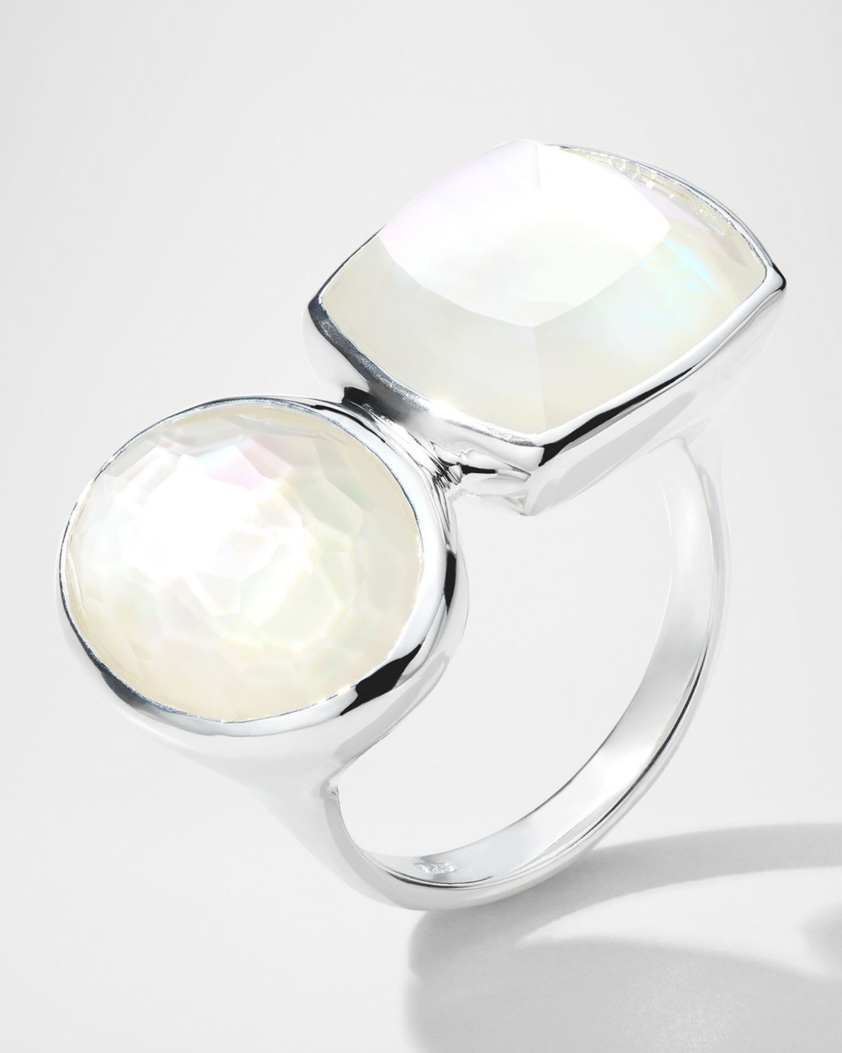 Ippolita Rock Candy Large Stone Mixed-Cut Oval and Cushion Ring in Rock Crystal and MOP Doublet