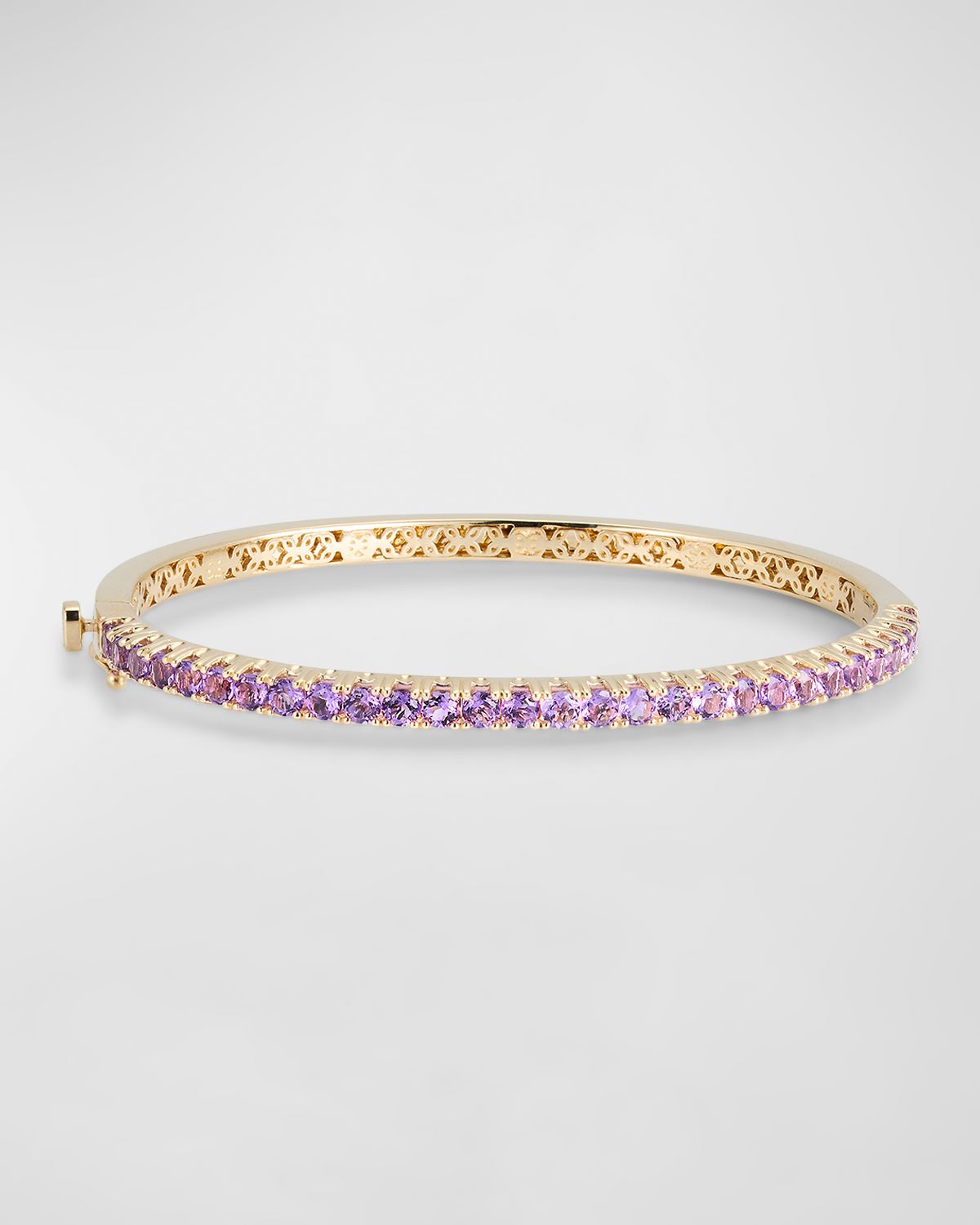 Sydney Evan 14K Gold Pave Amethyst Bangle Bracelet