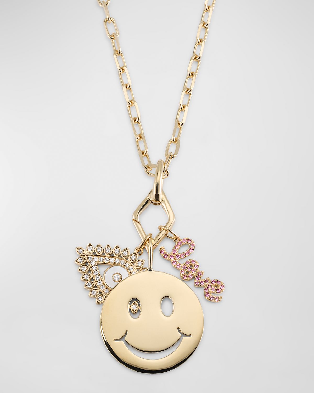 Sydney Evan 14K Love, Protection and Happiness Combo Necklace