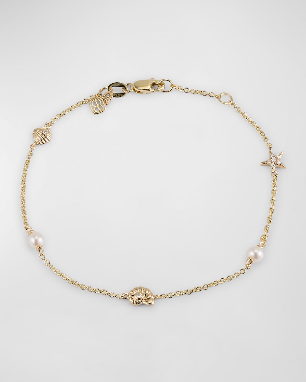 Sydney Evan 14K Gold Shells Chain Bracelet with Diamonds