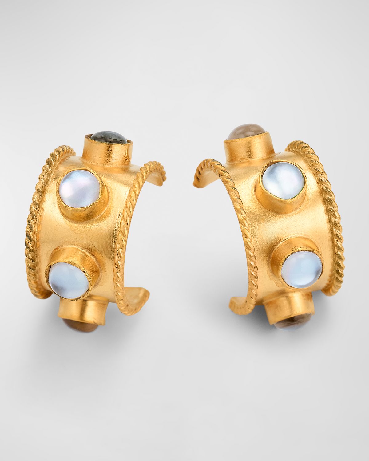 Dina Mackney 18K Gold-Plated Mother-of-Pearl Huggie Hoop Earrings