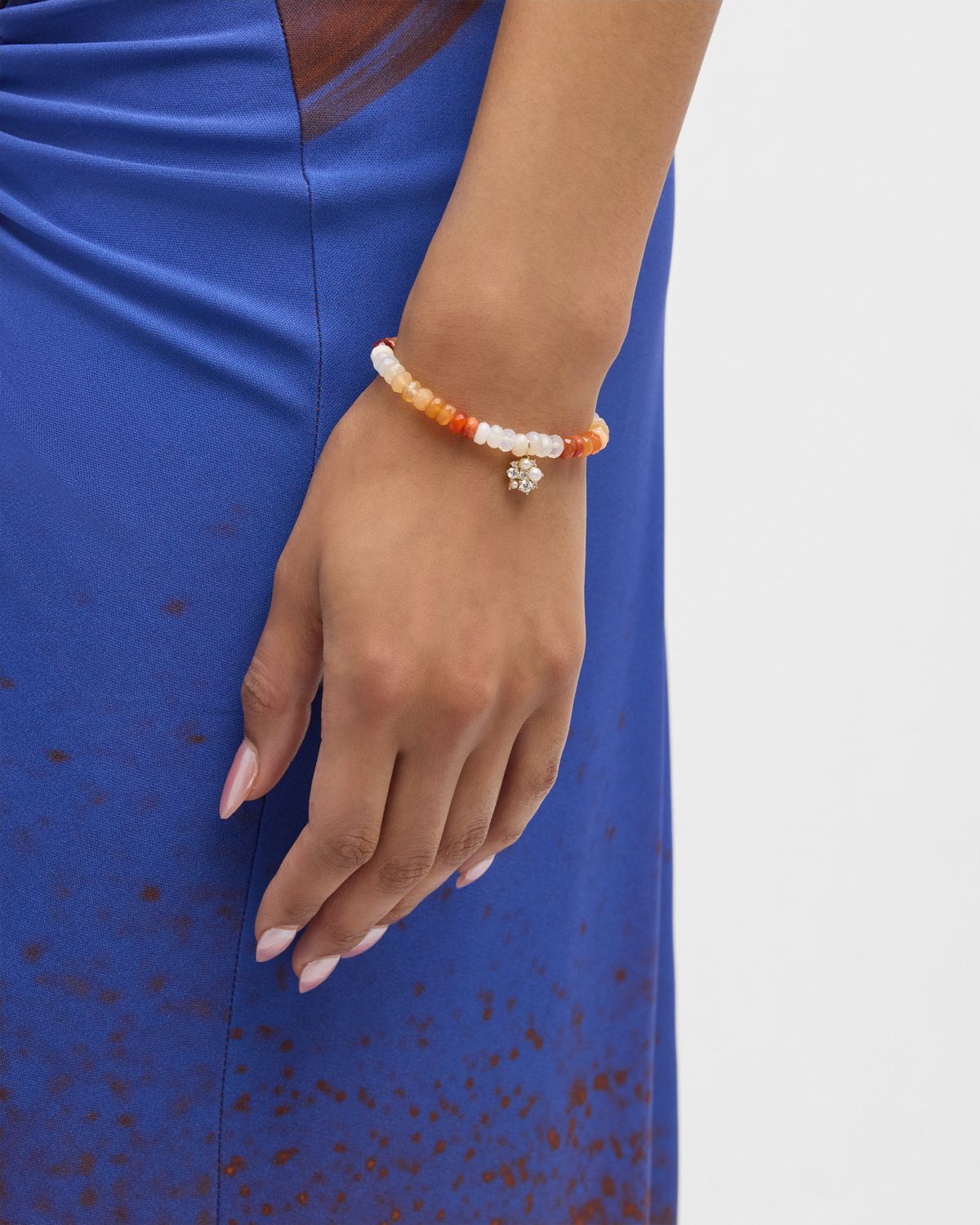 Sydney Evan 14K Gold Charm and Fire Opal Bead Bracelet