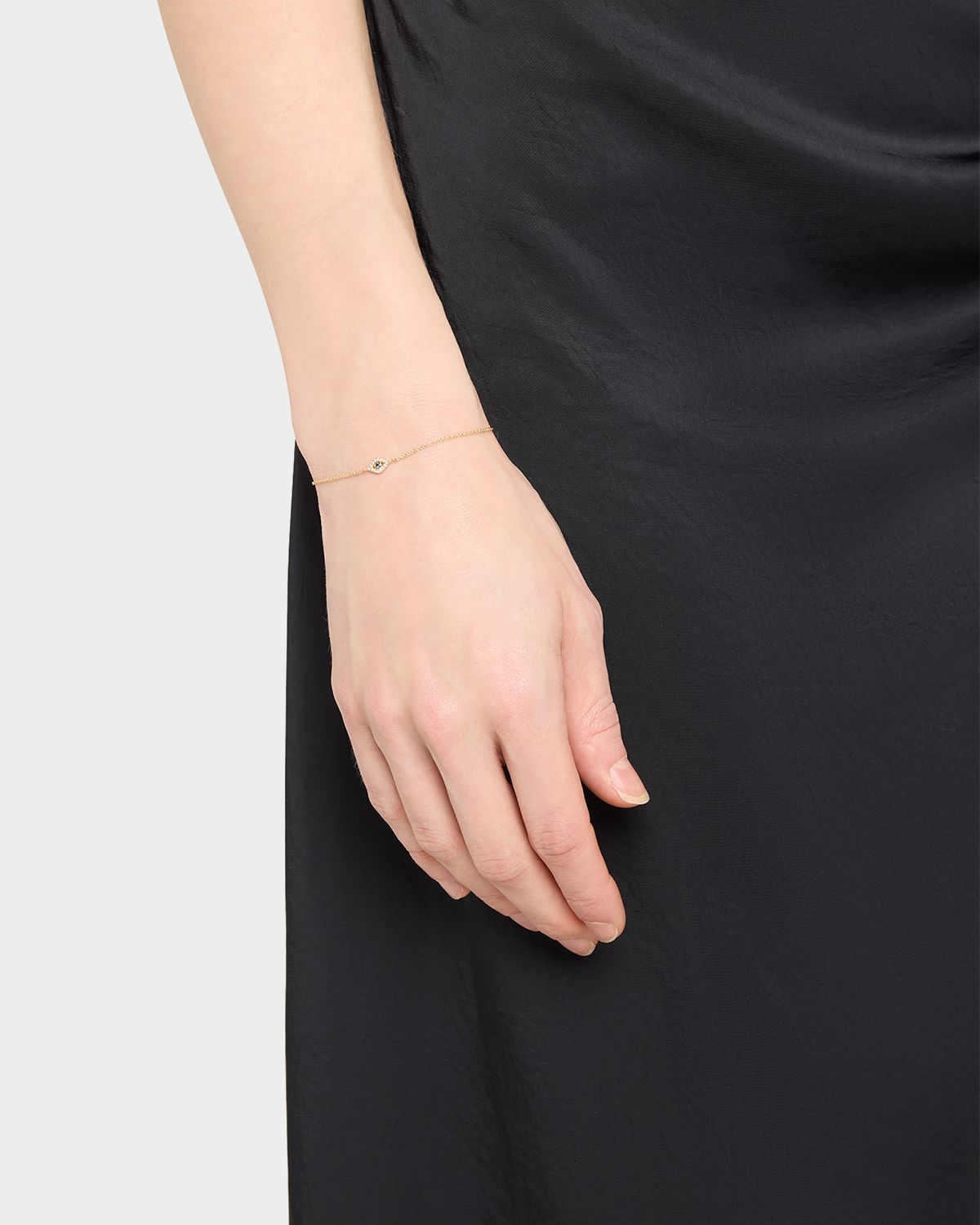 Sydney Evan 14K Yellow Gold and Diamond Small Bezel Evil Eye Bracelet