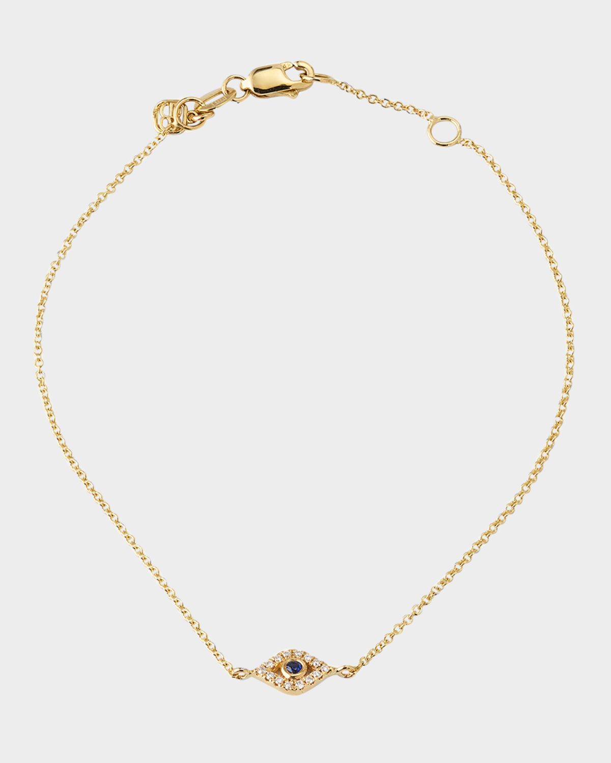 Sydney Evan 14K Yellow Gold and Diamond Small Bezel Evil Eye Bracelet