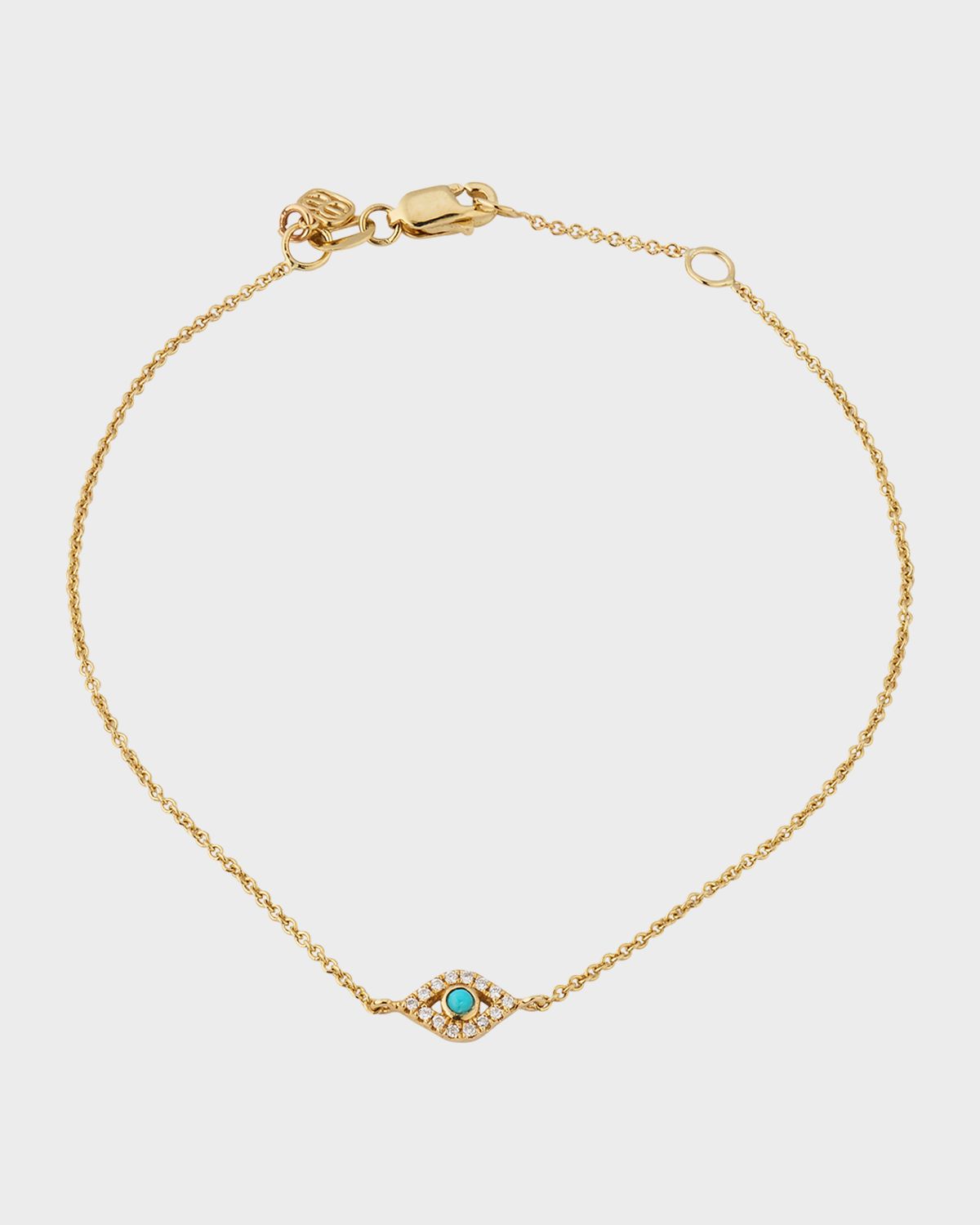 Sydney Evan 14K Small Turquoise Bezel Evil Eye Diamond Bracelet