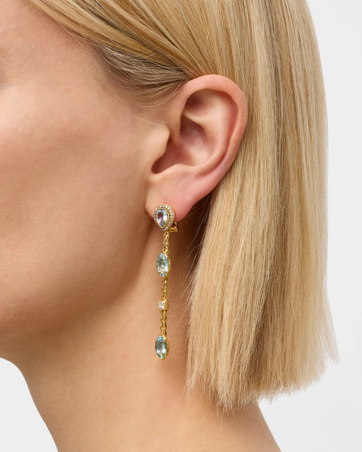 Konstantino 18K Aquamarine and Diamond Earrings