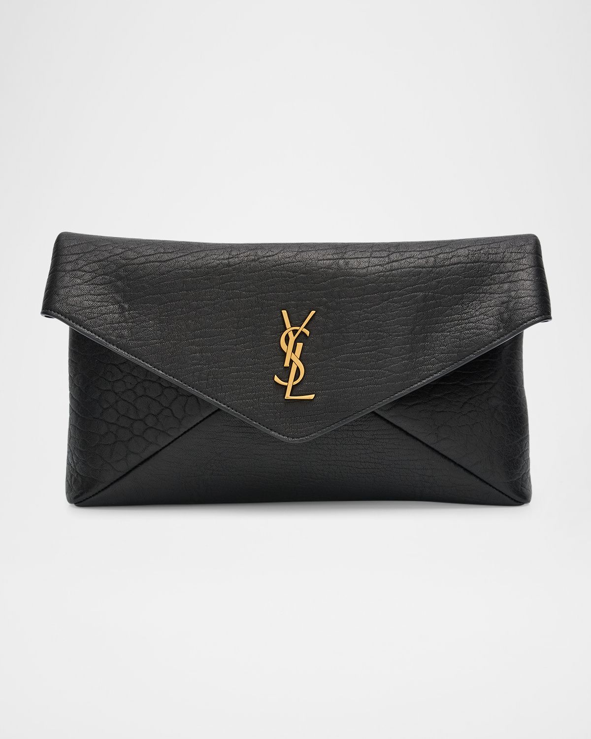Saint Laurent Large YSL Envelope Pouch Clutch Bag in Leather | Thumbnail 8