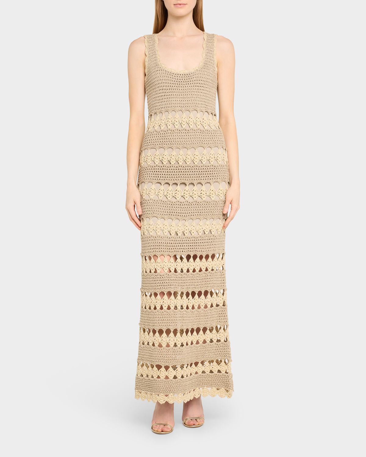 Cara Cara Joan Metallic Crochet Sleeveless Midi Sheath Dress