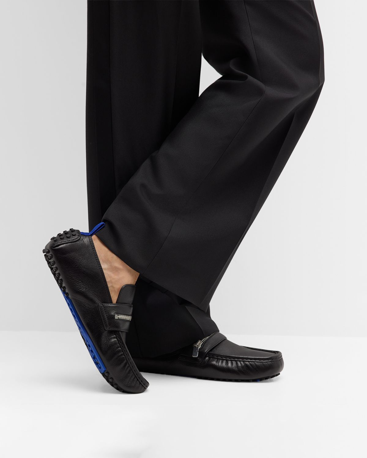 Burberry Men 's Motor Zip Leather Drivers