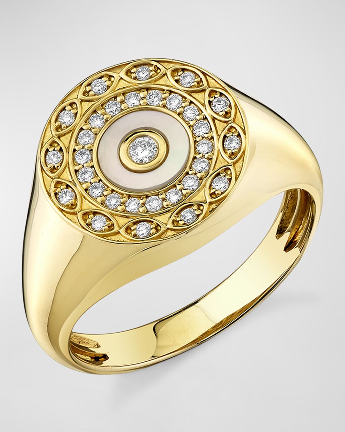 Sydney Evan Marquise Eye Border Stone Inlay Evil Eye Signet Ring