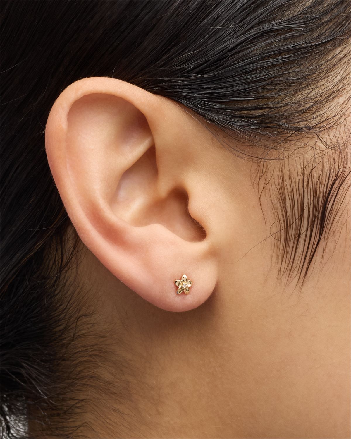 Sydney Evan Tiny Plumeria Stud Earrings