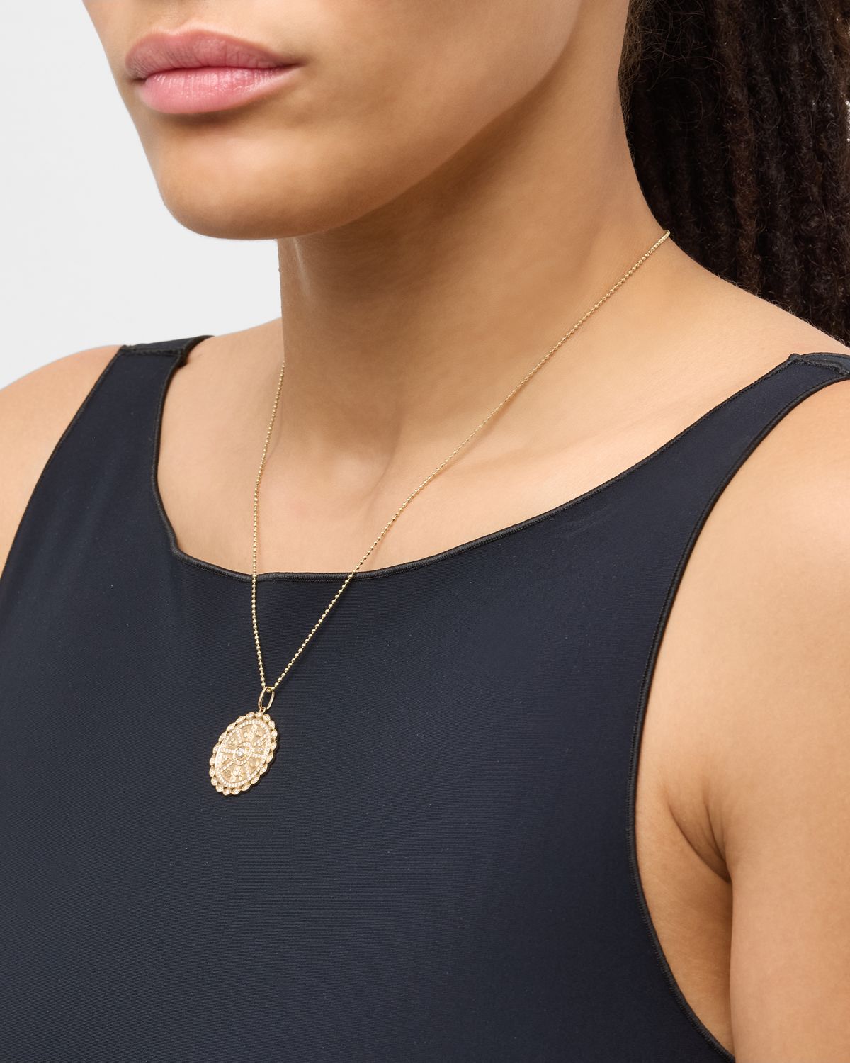 Sydney Evan Diamond Icon Wheel Coin Charm Necklace