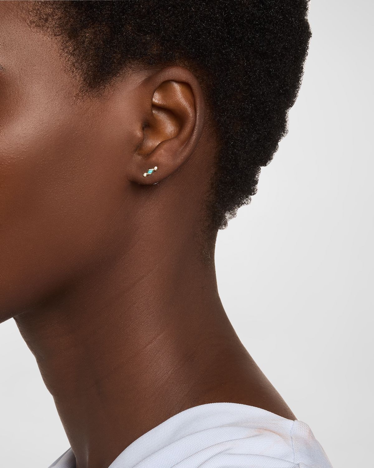 Sydney Evan Turquoise and Diamond Bezel Stud Earrings