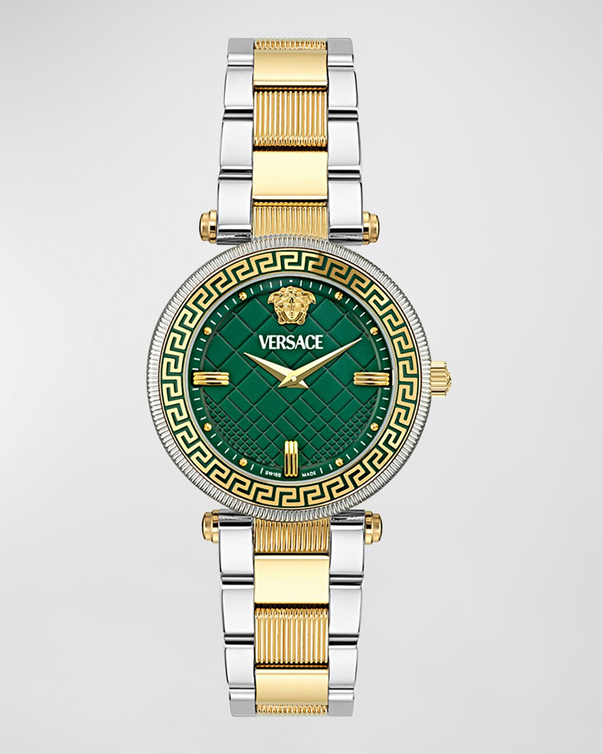 Versace 35mm Reve Watch with Bracelet Strap, Two Tone/Green