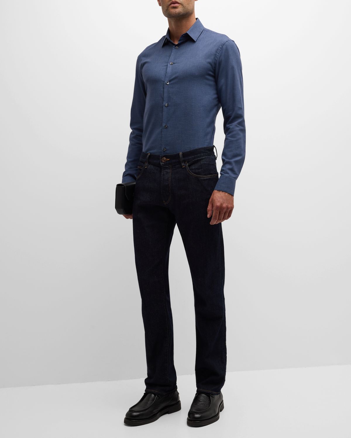 Giorgio Armani Men 's Micro-Houndstooth Sport Shirt | Thumbnail 7 Giorgio Armani Men 's Micro-Houndstooth Sport Shirt | Thumbnail 7