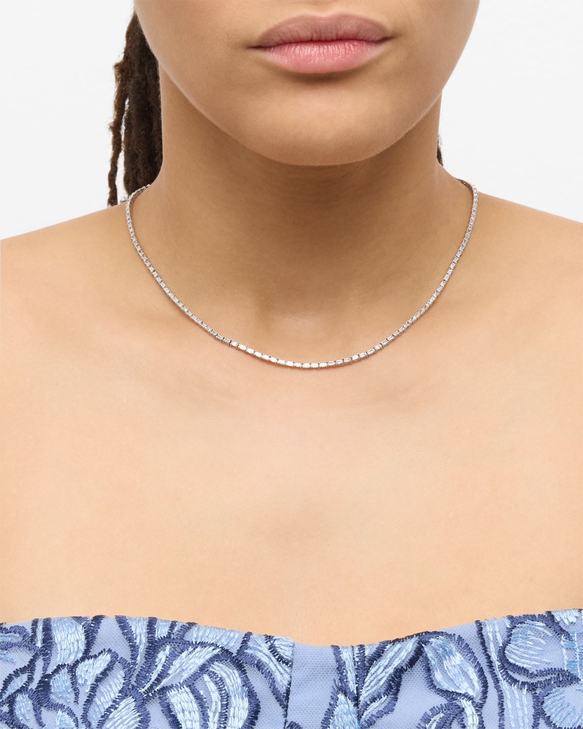 LANA Baguette Diamond Tennis Necklace