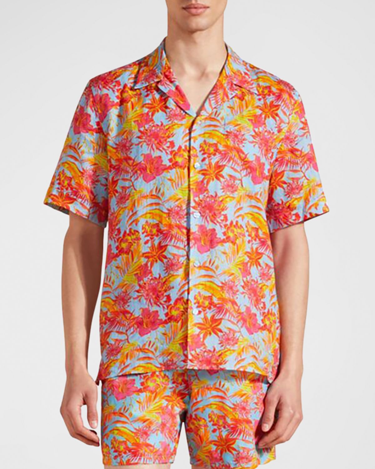 Vilebrequin Men 's Tahiti Flower-Print Camp Shirt