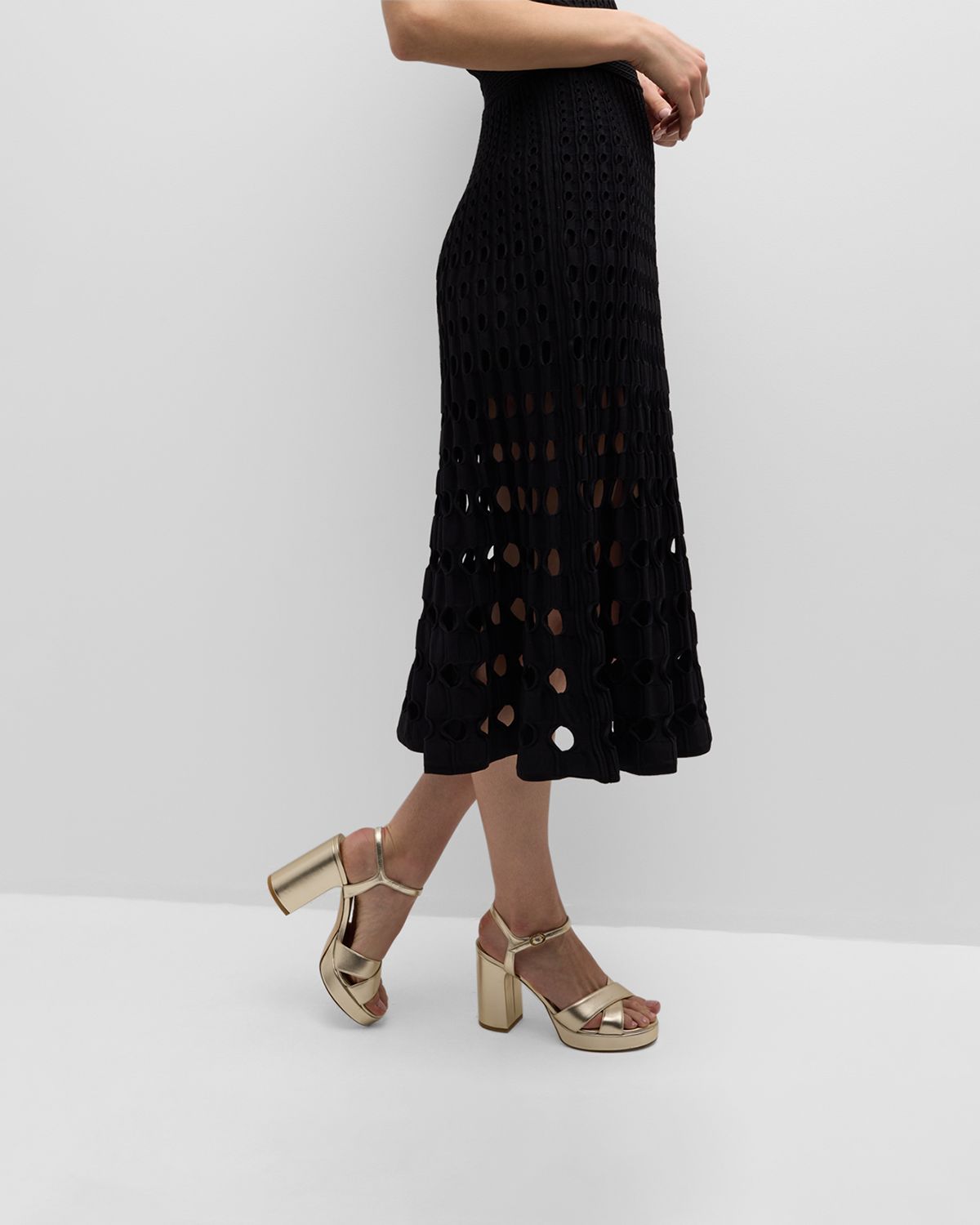 Stuart Weitzman Dayna Metallic Crisscross Platform Sandals