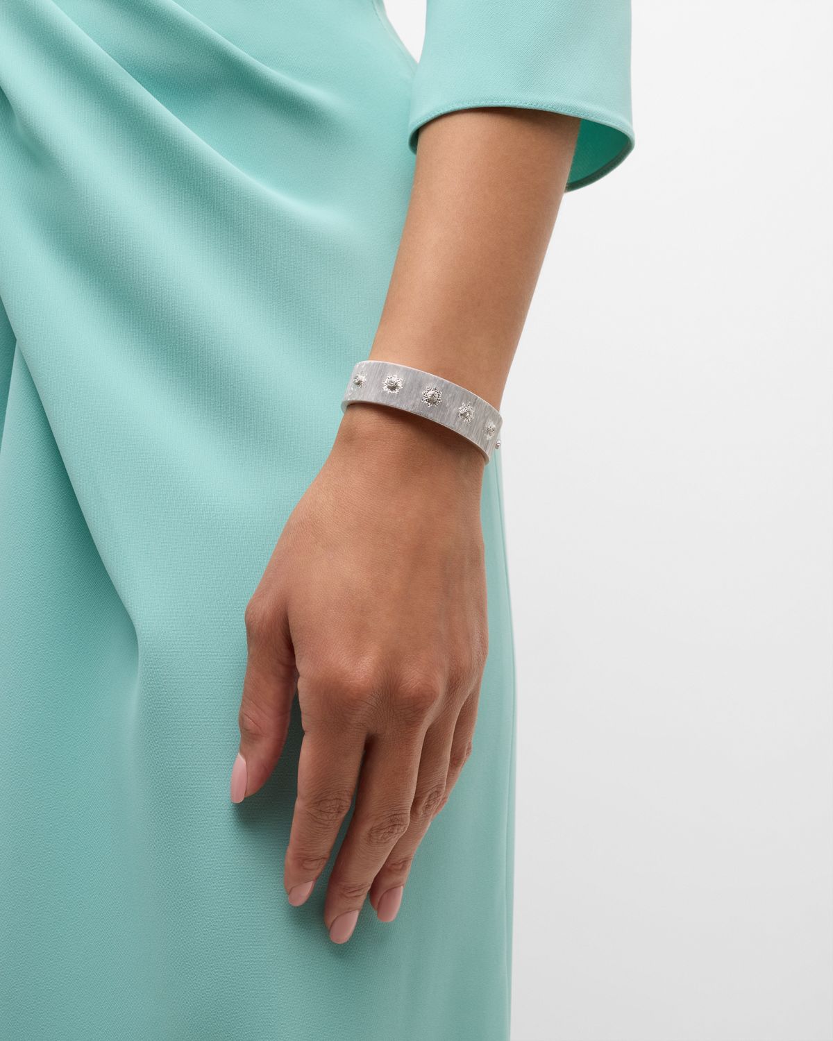 Buccellati Macri Classica 18K White Gold Diamond Cuff, 15.5mm