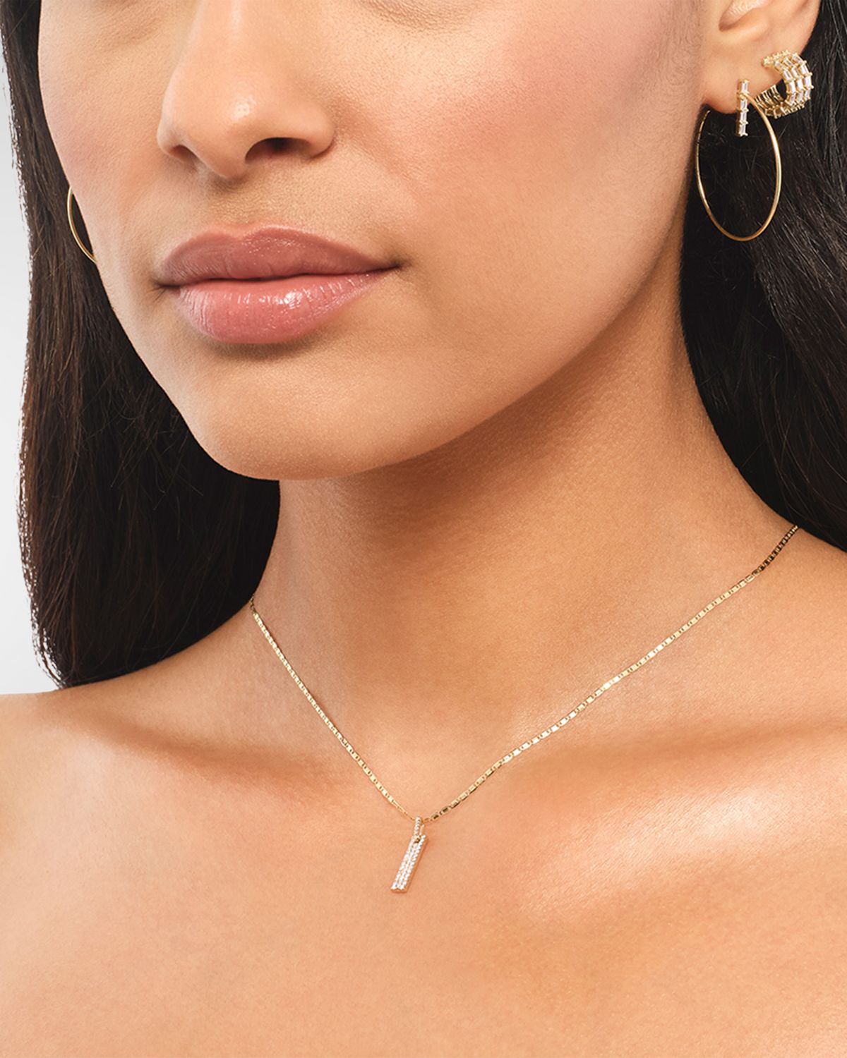 LANA Flawless Skinny Verticle Tag Pendant Necklace