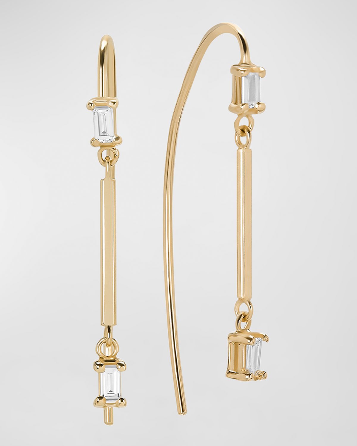 LANA Double Baguette Solo Bar Dangle Hooked On Hoop Earrings